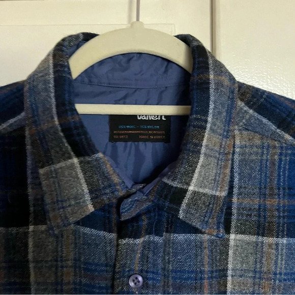Vancort Blue Plaid Wool Blend Button Down Shirt Size XL - Picture 7 of 9